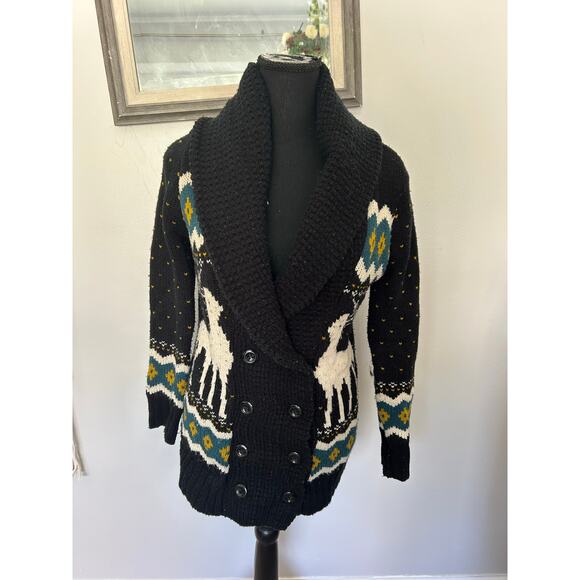 Forever 21 Shawl Sweater Reindeer Button Up Cardigan - Picture 1 of 11